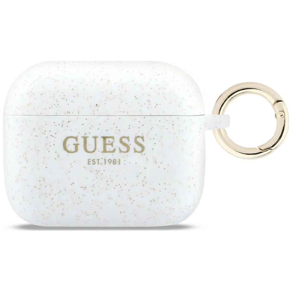 Schutzhülle Guess Silicone Glitter Case für AirPods Pro 3, Weiß