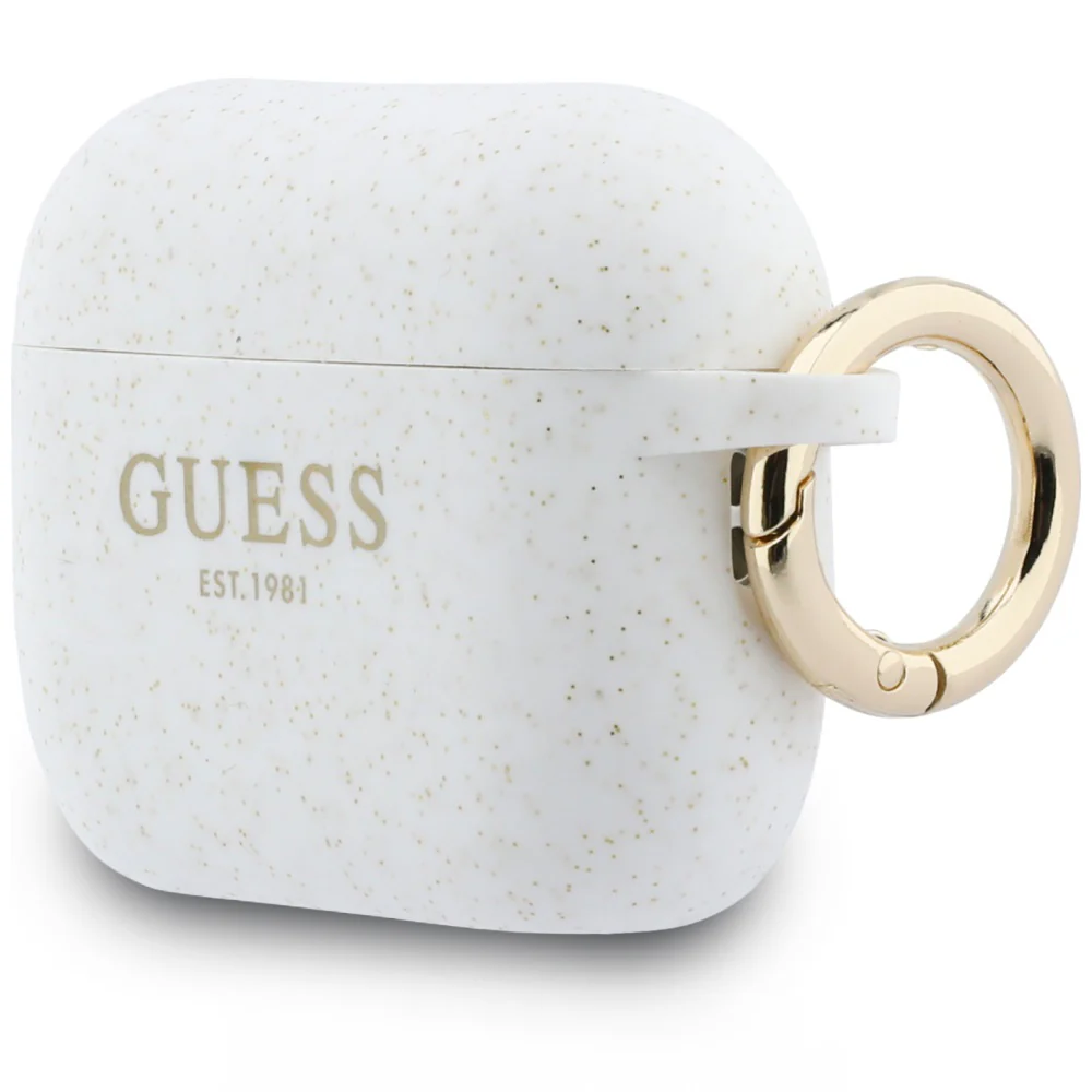 Schutzhülle Guess Silicone Glitter Case für AirPods Pro 3, Weiß - Image 2