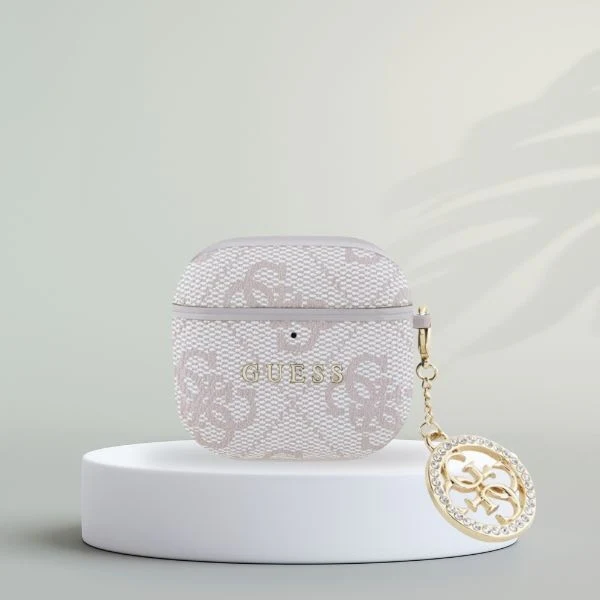 Schutzhülle Guess Strass 4G Charm Case für AirPods 4, Rosa - Image 4