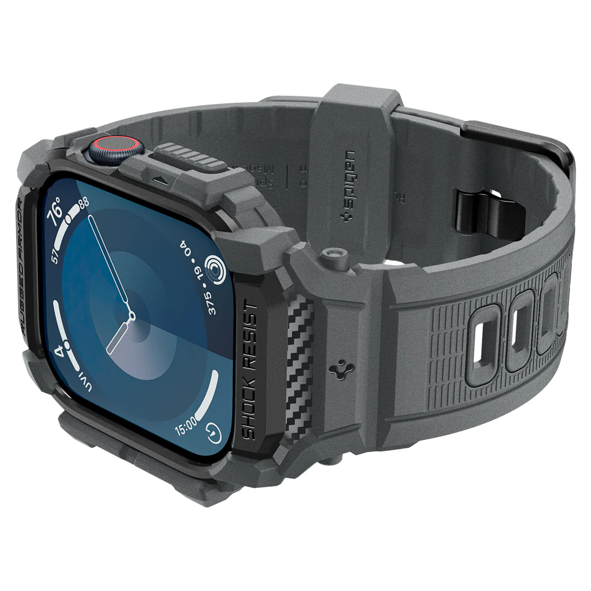 Schutzhülle mit Armband für Apple Watch 11 / 10 46 mm, Spigen Rugged Armor Pro, Grau - Image 9