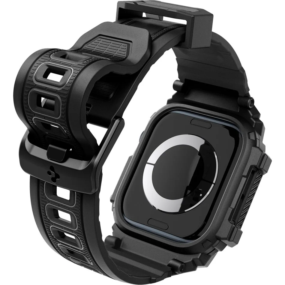 Schutzhülle mit Armband für Apple Watch 11 / 10 46 mm, Spigen Rugged Armor Pro, Schwarz - Image 3