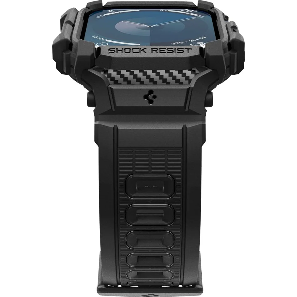 Schutzhülle mit Armband für Apple Watch 11 / 10 46 mm, Spigen Rugged Armor Pro, Schwarz - Image 4