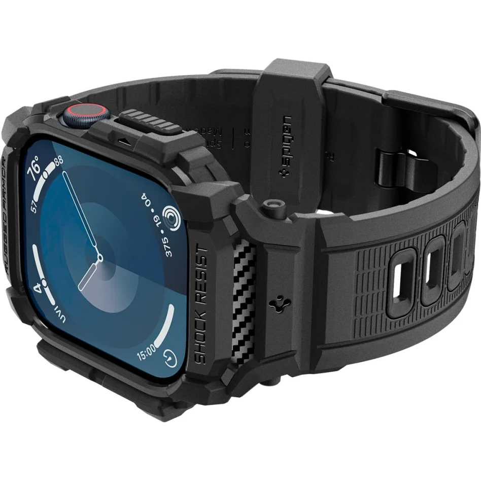 Schutzhülle mit Armband für Apple Watch 11 / 10 46 mm, Spigen Rugged Armor Pro, Schwarz - Image 7