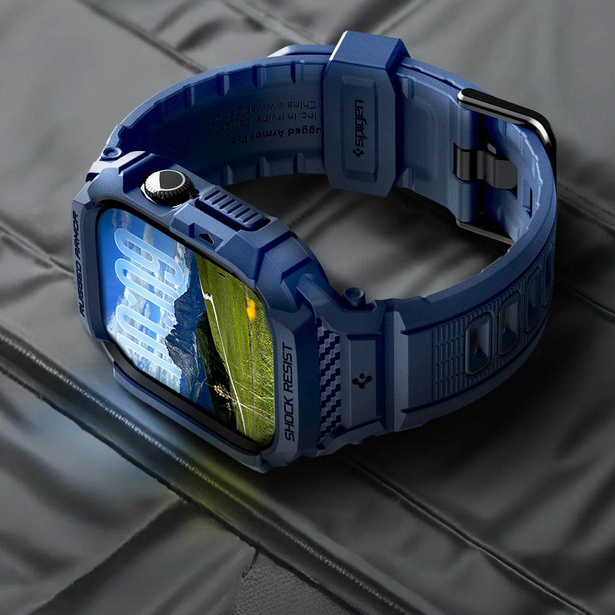 Schutzhülle mit Armband für Apple Watch 11 / 10 42 mm, Spigen Rugged Armor Pro 2, Dunkelblau - Image 13
