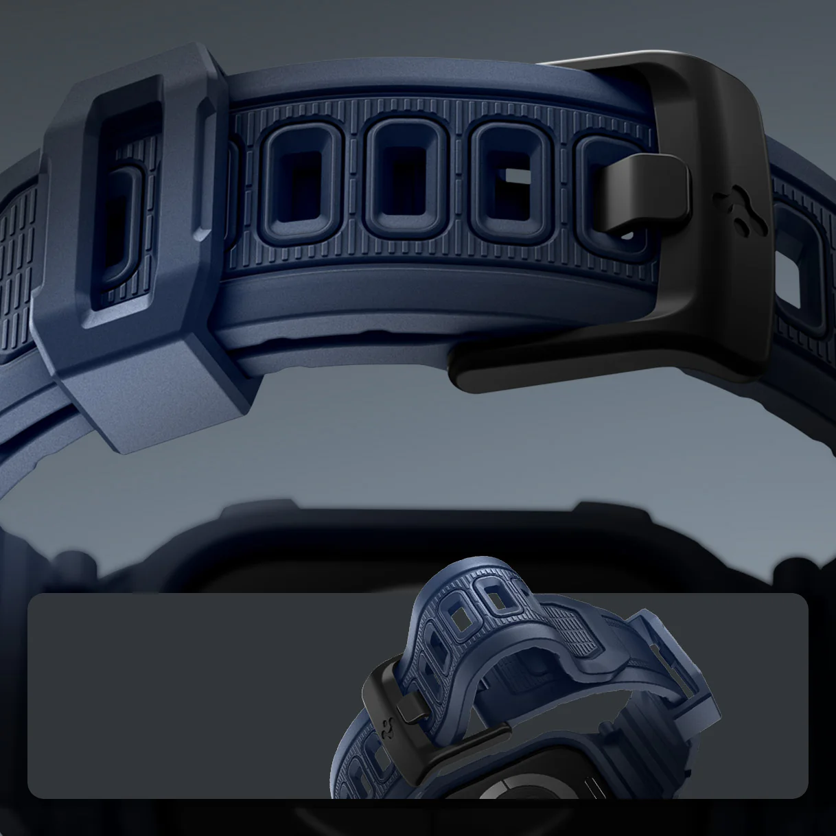 Schutzhülle mit Armband für Apple Watch 11 / 10 42 mm, Spigen Rugged Armor Pro 2, Dunkelblau - Image 17