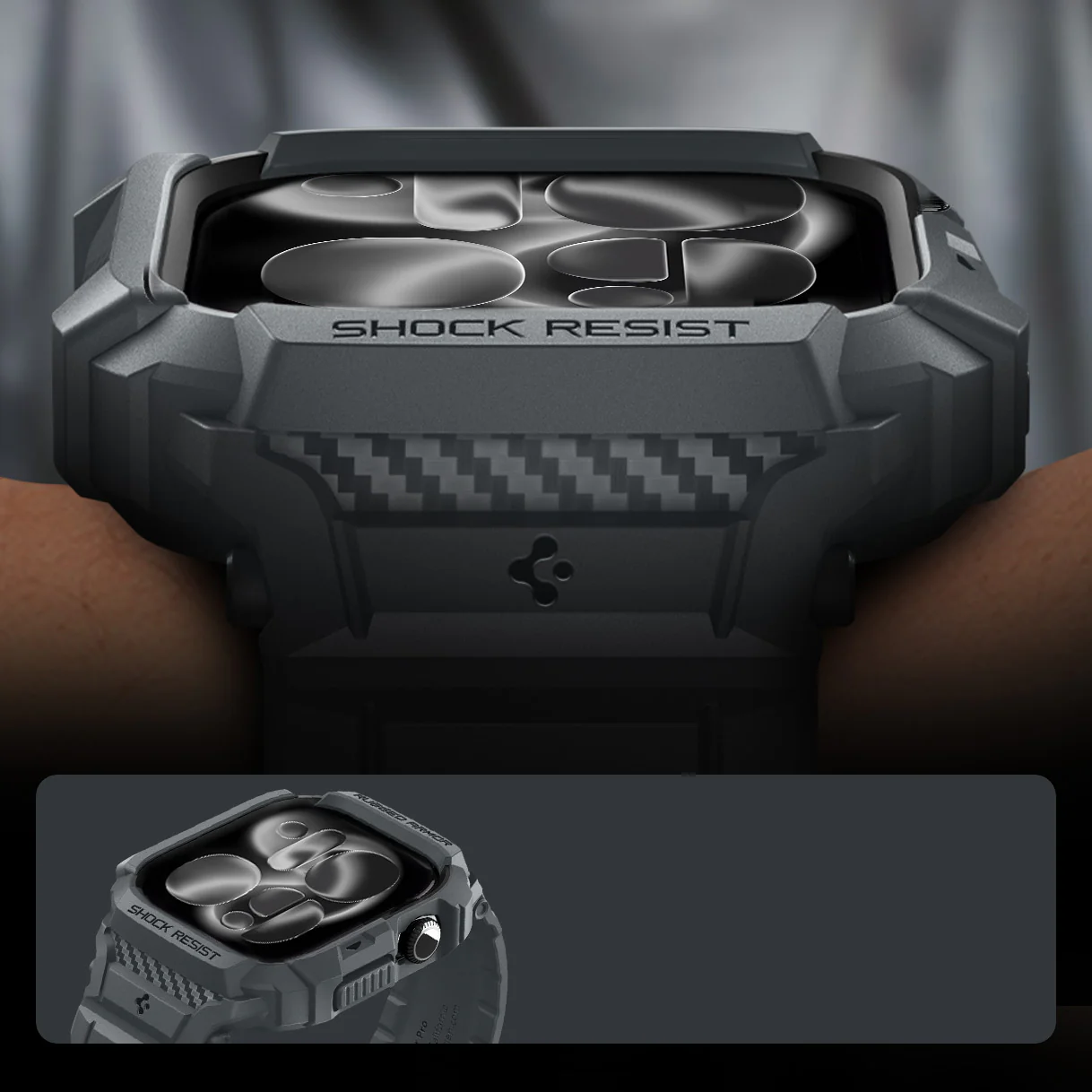 Schutzhülle mit Armband für Apple Watch 11 / 10 46 mm, Spigen Rugged Armor Pro 2, Grau - Image 14