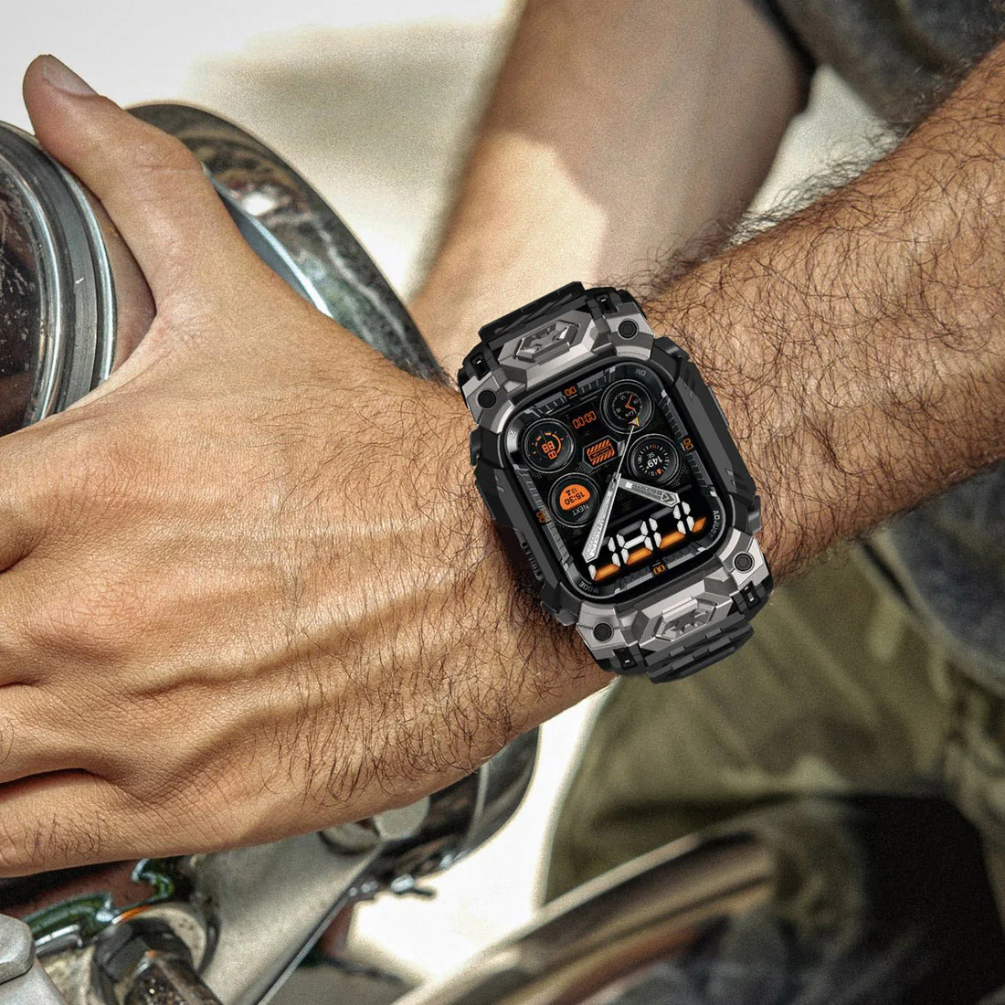 Schutzhülle mit Armband für Apple Watch Ultra 3/2/1 49mm, Supcase UB Ore, Schwarz-Grau - Image 10