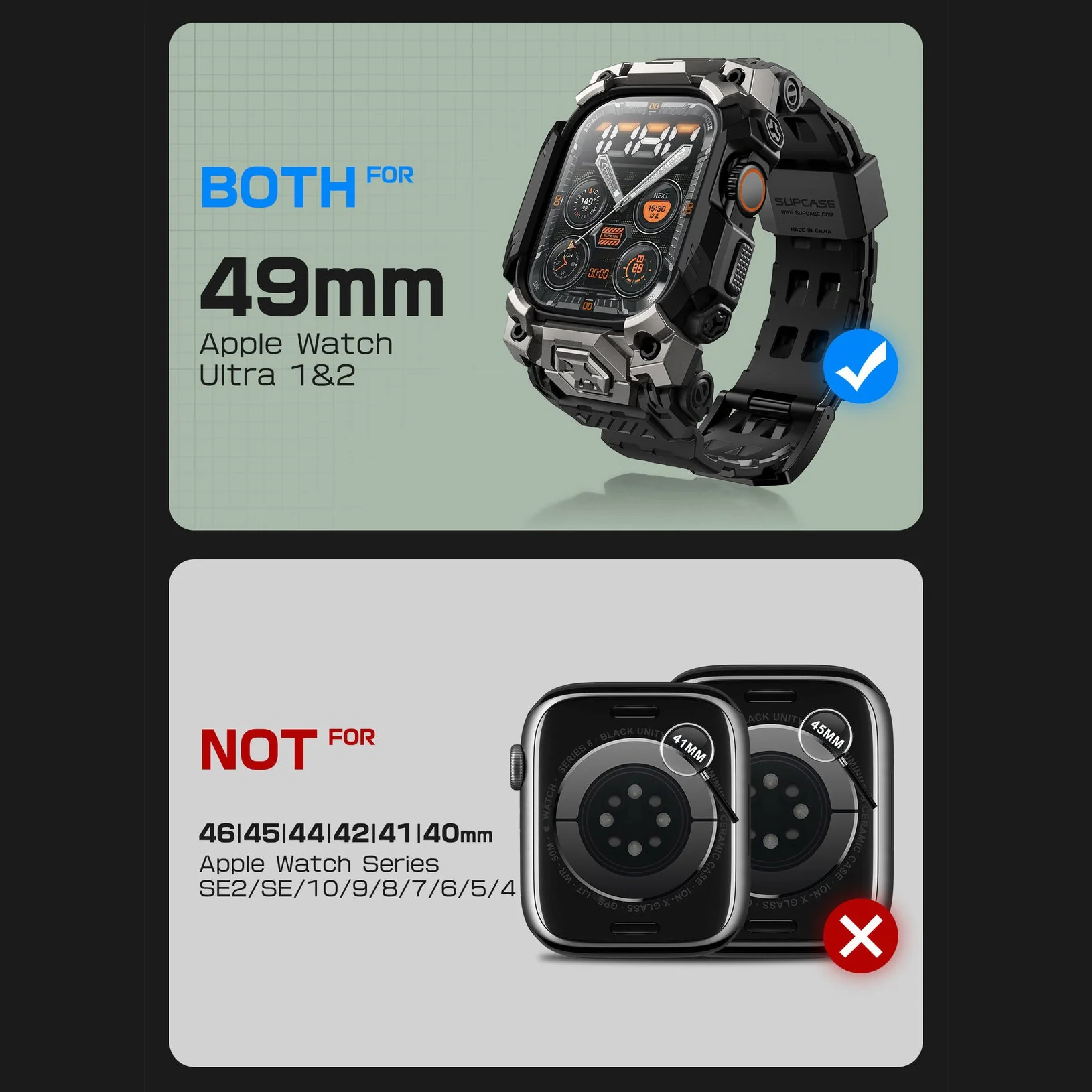 Schutzhülle mit Armband für Apple Watch Ultra 3/2/1 49mm, Supcase UB Ore, Schwarz-Grau - Image 11