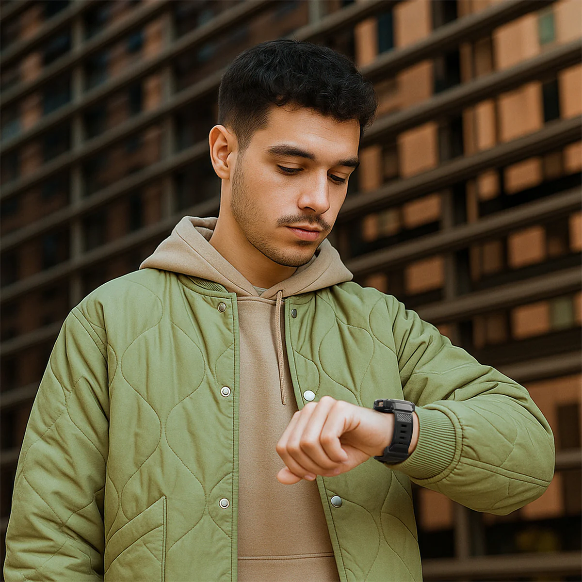 Schutzhülle mit Armband für Galaxy Watch 8 44mm, Spigen Rugged Armor Pro, Schwarz - Image 14