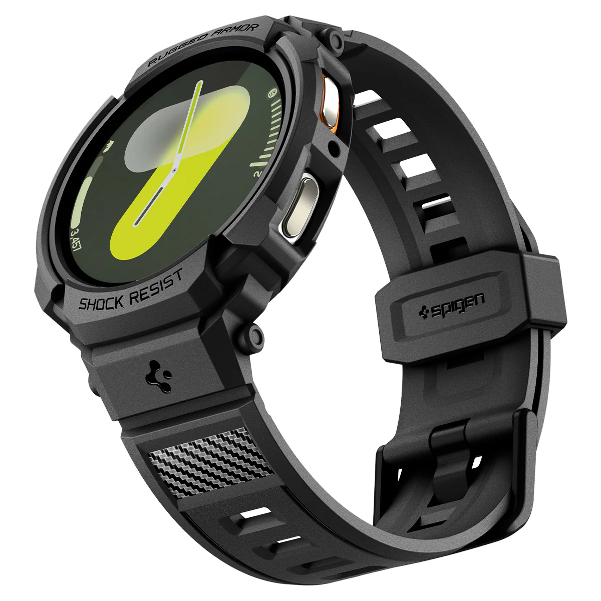 Schutzhülle mit Armband für Galaxy Watch 8 44mm, Spigen Rugged Armor Pro, Schwarz - Image 6