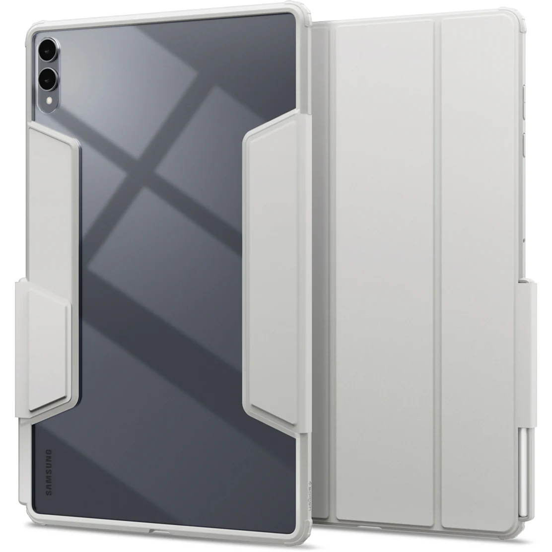 Schutzhülle mit Deckel für Galaxy Tab S11 Ultra, Spigen Air Skin Pro, Grau-Transparent