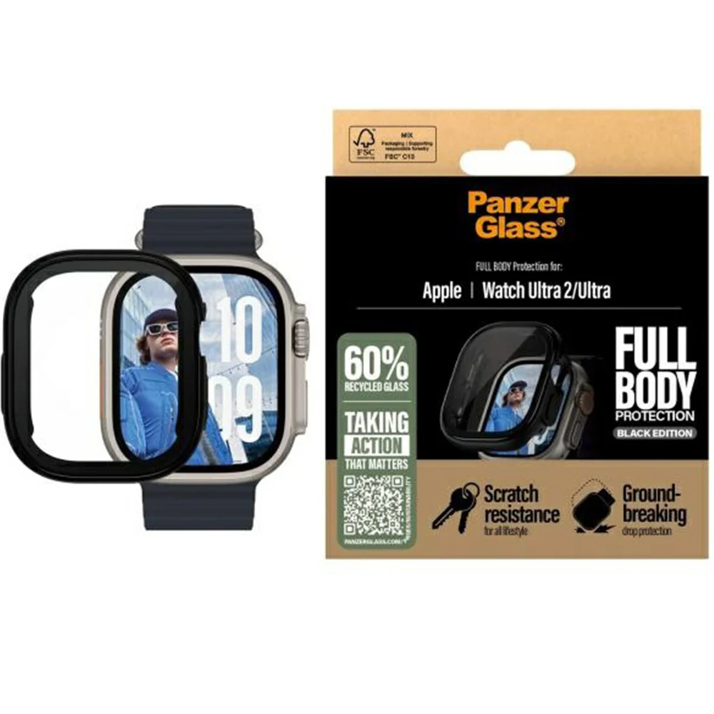Schutzhülle mit Displayschutz für Apple Watch Ultra 3/2/1 49mm, PanzerGlass Snappie Full Body, Schwarz - Image 3