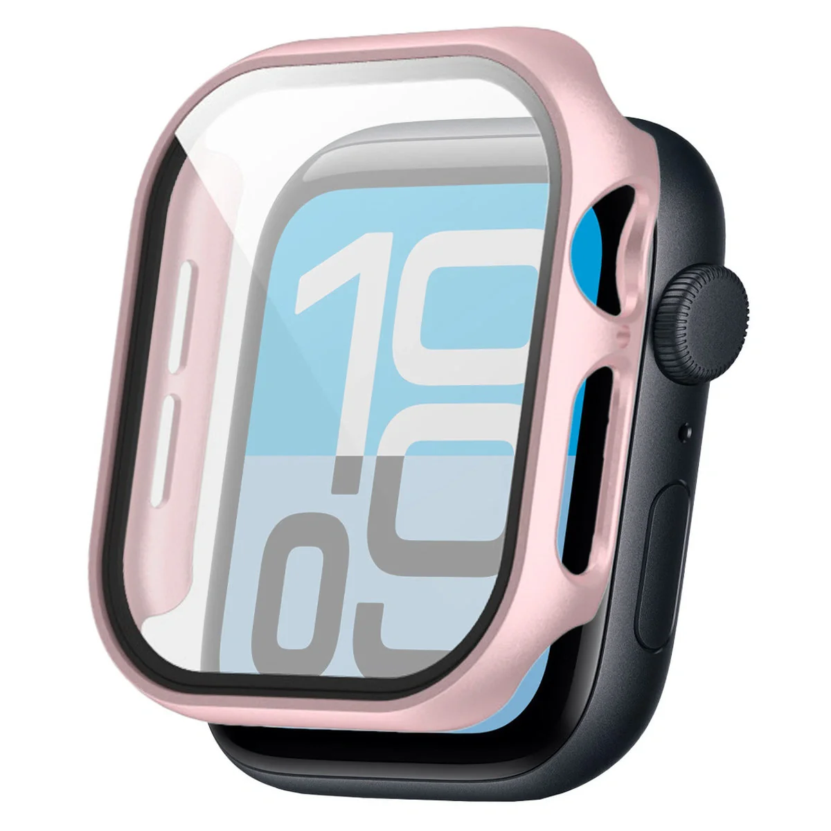 Schutzhülle mit Glas für Apple Watch SE 3 / SE 2 / SE / 6 / 5 / 4 (44 mm), Bizon Case Watch Adamo, Satin Rosa - Image 4