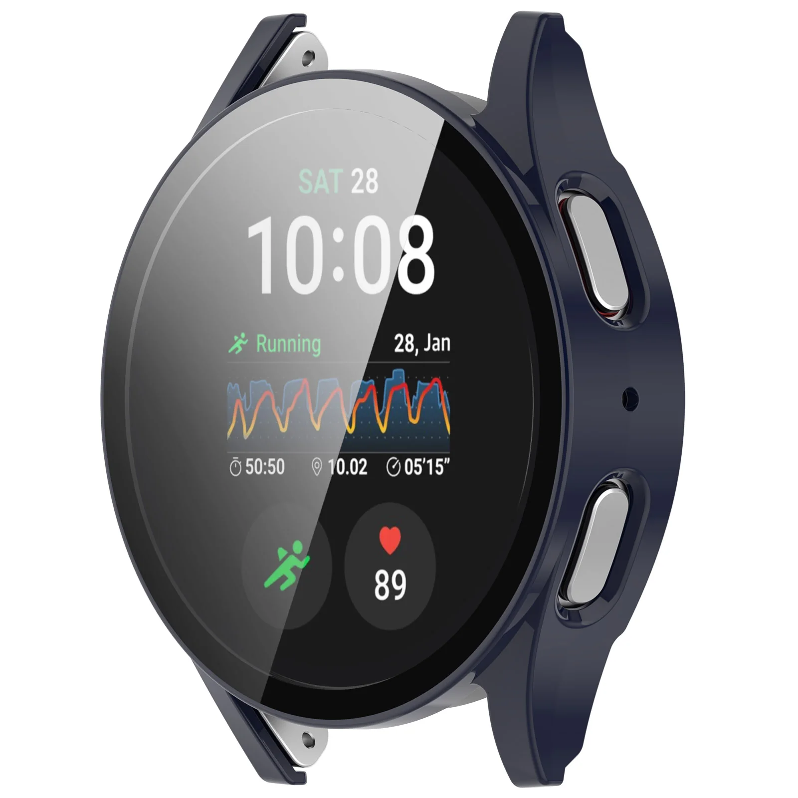 Schutzhülle mit Glas für Galaxy Watch 7 44 mm, Bizon Case Watch Adamo, Blau - Image 5