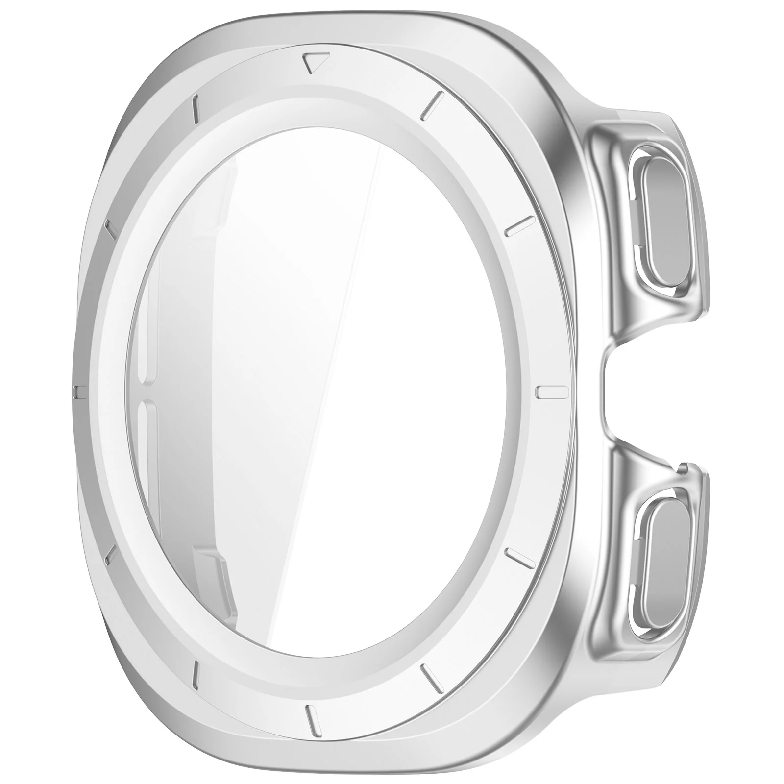Schutzhülle mit Glas für Galaxy Watch Ultra 2 / 1, Bizon Case Watch Adamo, satiniertes Silbern - Image 3