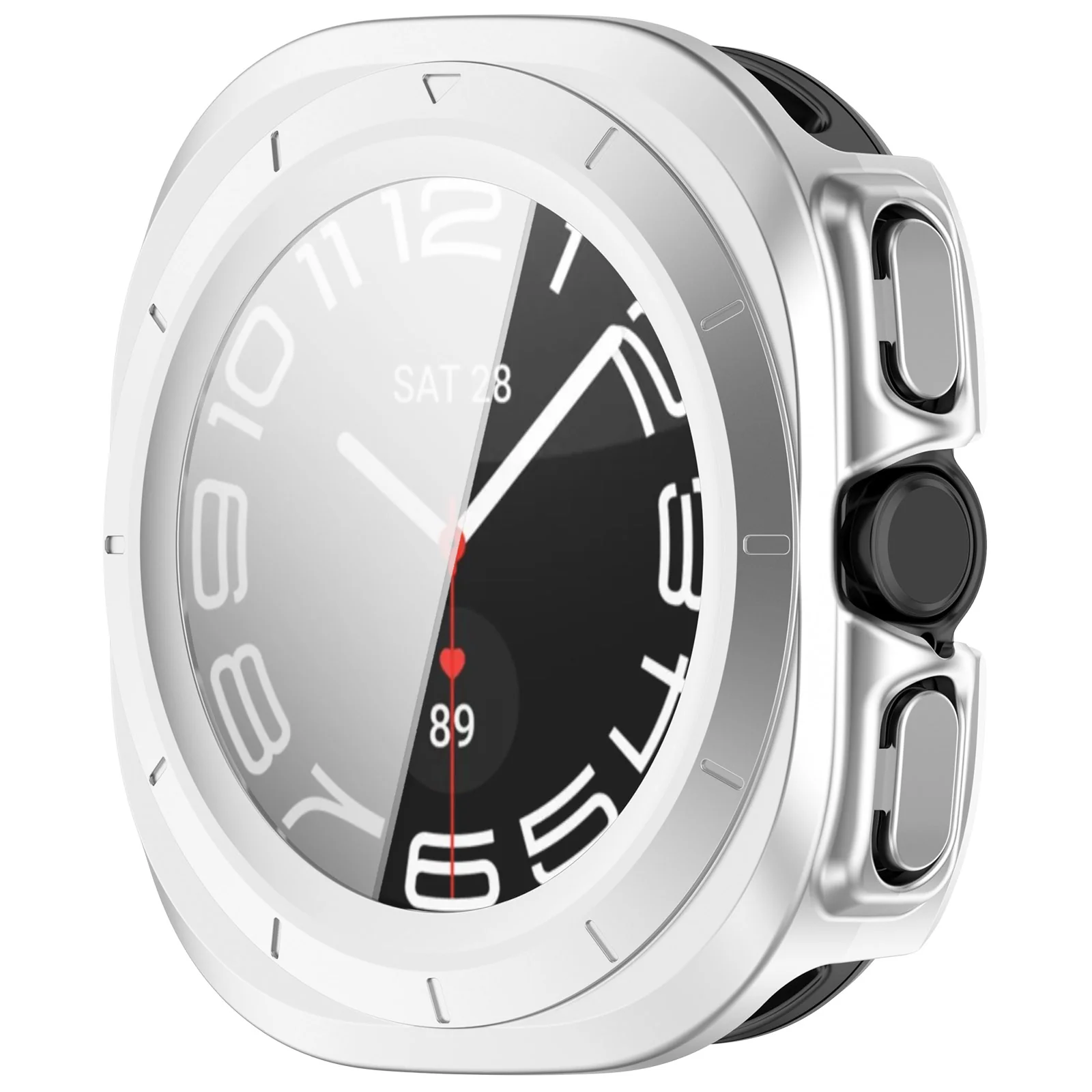 Schutzhülle mit Glas für Galaxy Watch Ultra 2 / 1, Bizon Case Watch Adamo, satiniertes Silbern - Image 5