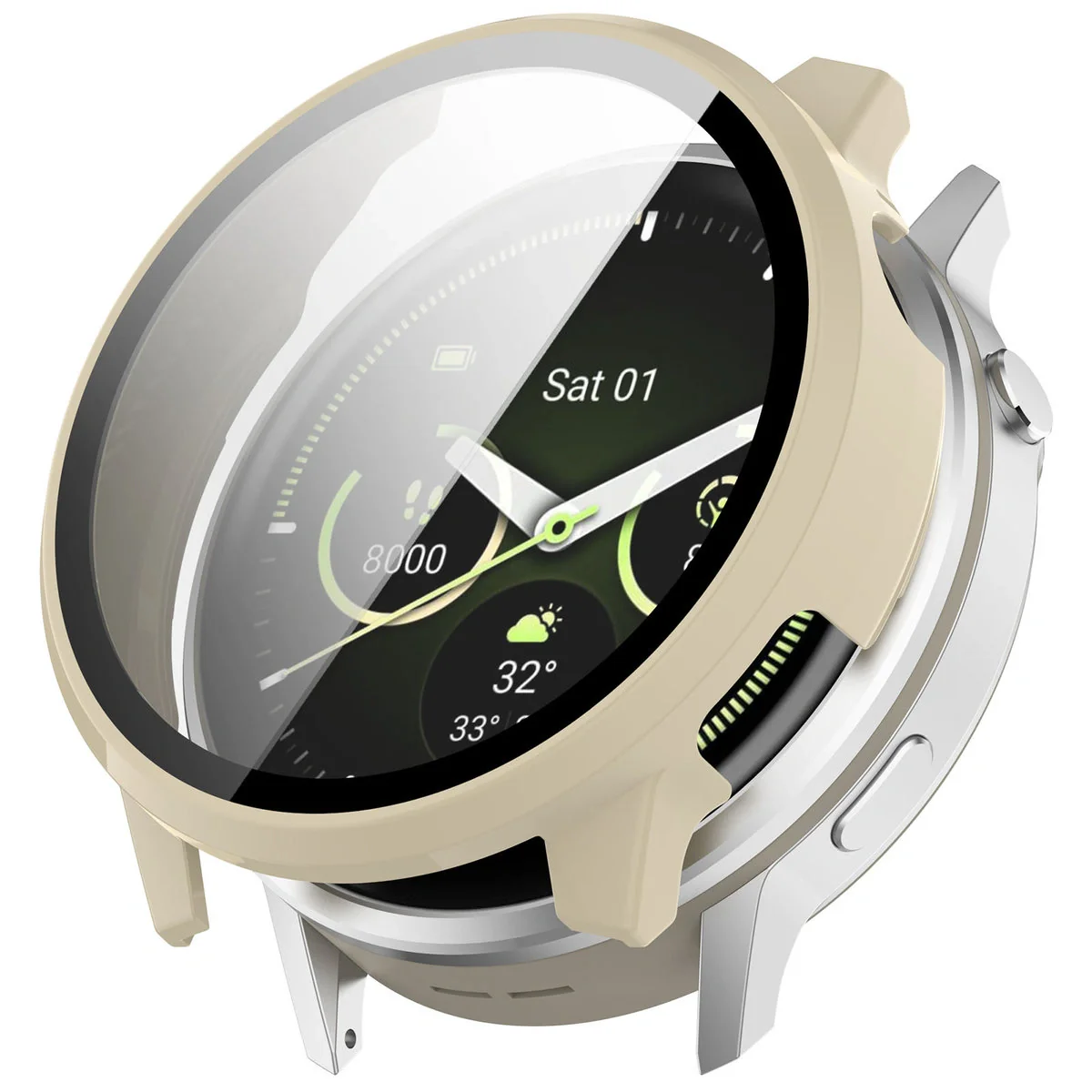 Schutzhülle mit Glas für Garmin Venu 4 41 mm, Bizon Case Watch Adamo, Beige - Image 4