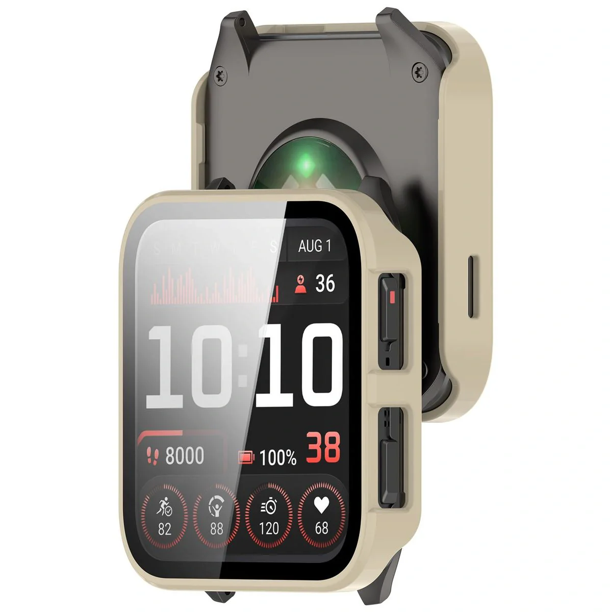 Schutzhülle mit Glas für Garmin Venu X1, Bizon Case Watch Adamo, Beige