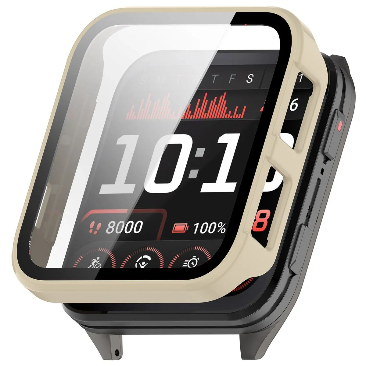 Schutzhülle mit Glas für Garmin Venu X1, Bizon Case Watch Adamo, Beige - Image 4