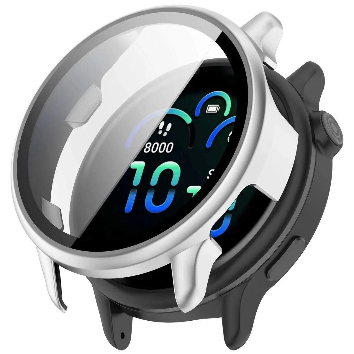 Schutzhülle mit Glas für Garmin Vivoactive 6, Bizon Case Watch Adamo, satiniertes Silbern - Image 4