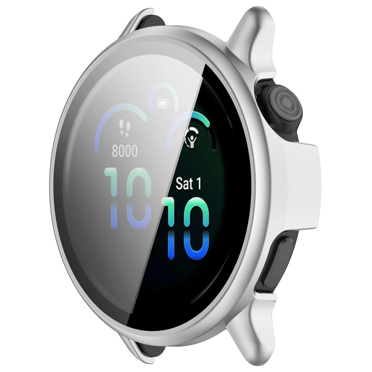 Schutzhülle mit Glas für Garmin Vivoactive 6, Bizon Case Watch Adamo, satiniertes Silbern - Image 5