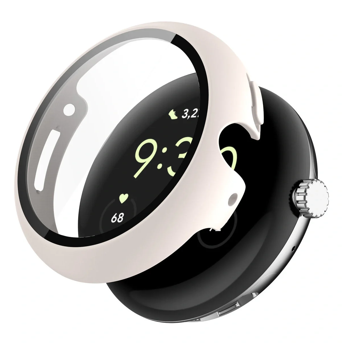 Schutzhülle mit Glas für Google Pixel Watch 4 41 mm, Bizon Case Watch Adamo, Mattbeige - Image 4