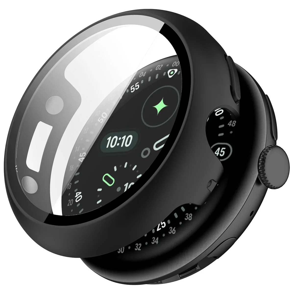 Schutzhülle mit Glas für Google Pixel Watch 4 41 mm, Bizon Case Watch Adamo, Matte Schwarz - Image 4