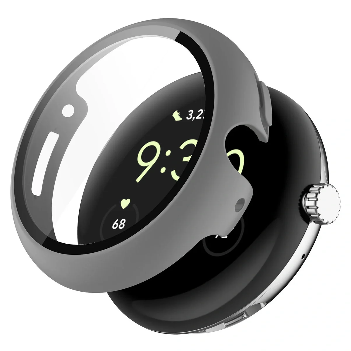 Schutzhülle mit Glas für Google Pixel Watch 4 45 mm, Bizon Case Watch Adamo, mattes Grau - Image 4