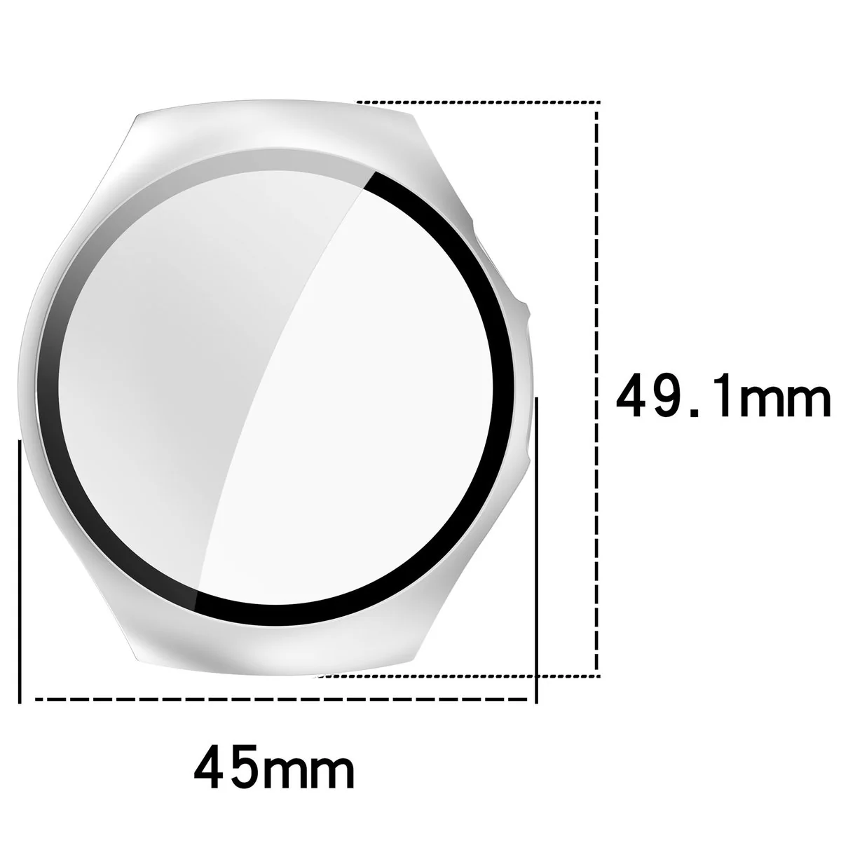 Schutzhülle mit Glas für Huawei Watch 5 42 mm, Bizon Case Watch Adamo, Satin Silber - Image 2