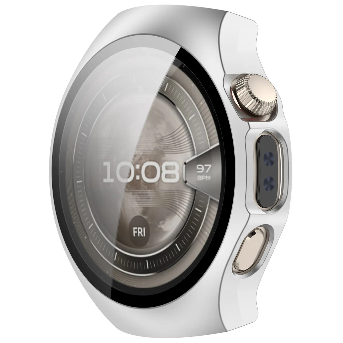 Schutzhülle mit Glas für Huawei Watch 5 42 mm, Bizon Case Watch Adamo, Satin Silber - Image 5
