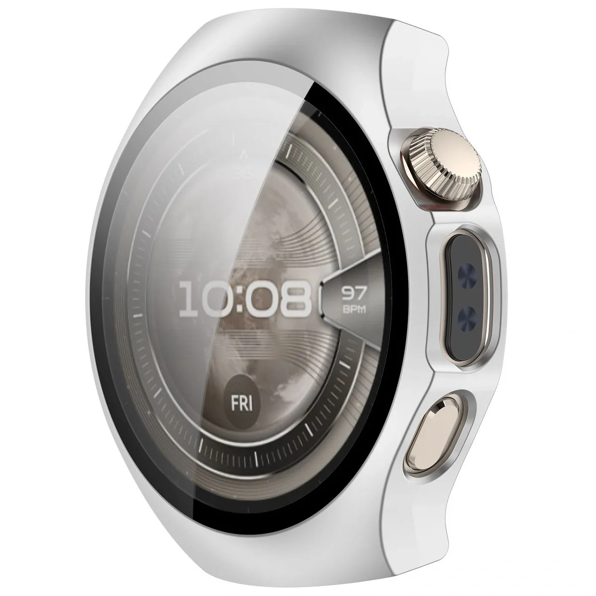 Schutzhülle mit Glas für Huawei Watch 5 46 mm, Bizon Case+Glass Watch, Satin Silber - Image 5