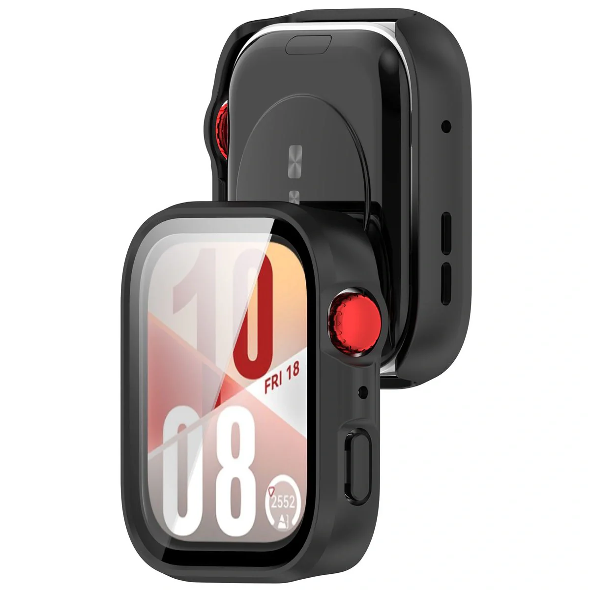 Schutzhülle mit Glas für Huawei Watch Fit 4, Bizon Case+Glass Watch, mattes Schwarz