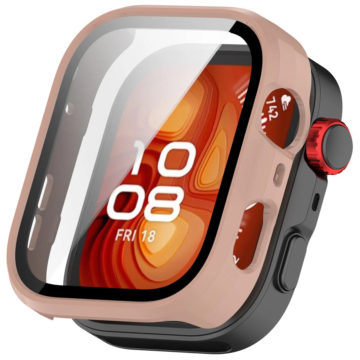 Schutzhülle mit Glas für Huawei Watch Fit 4 Pro, Bizon Case Watch Adamo, Rosa - Image 4