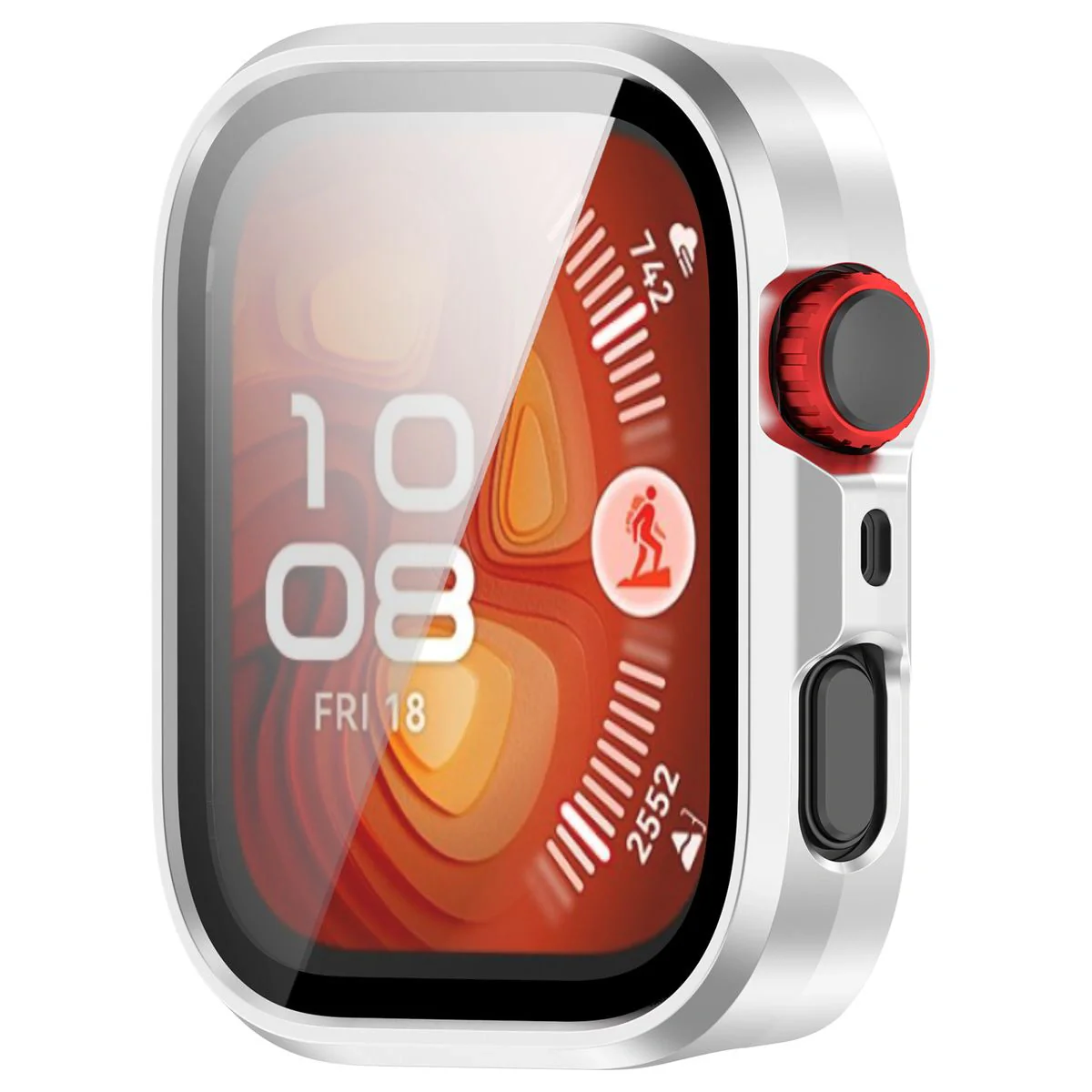 Schutzhülle mit Glas für Huawei Watch Fit 4 Pro, Bizon Case Watch Adamo, satiniertes Silbern - Image 5