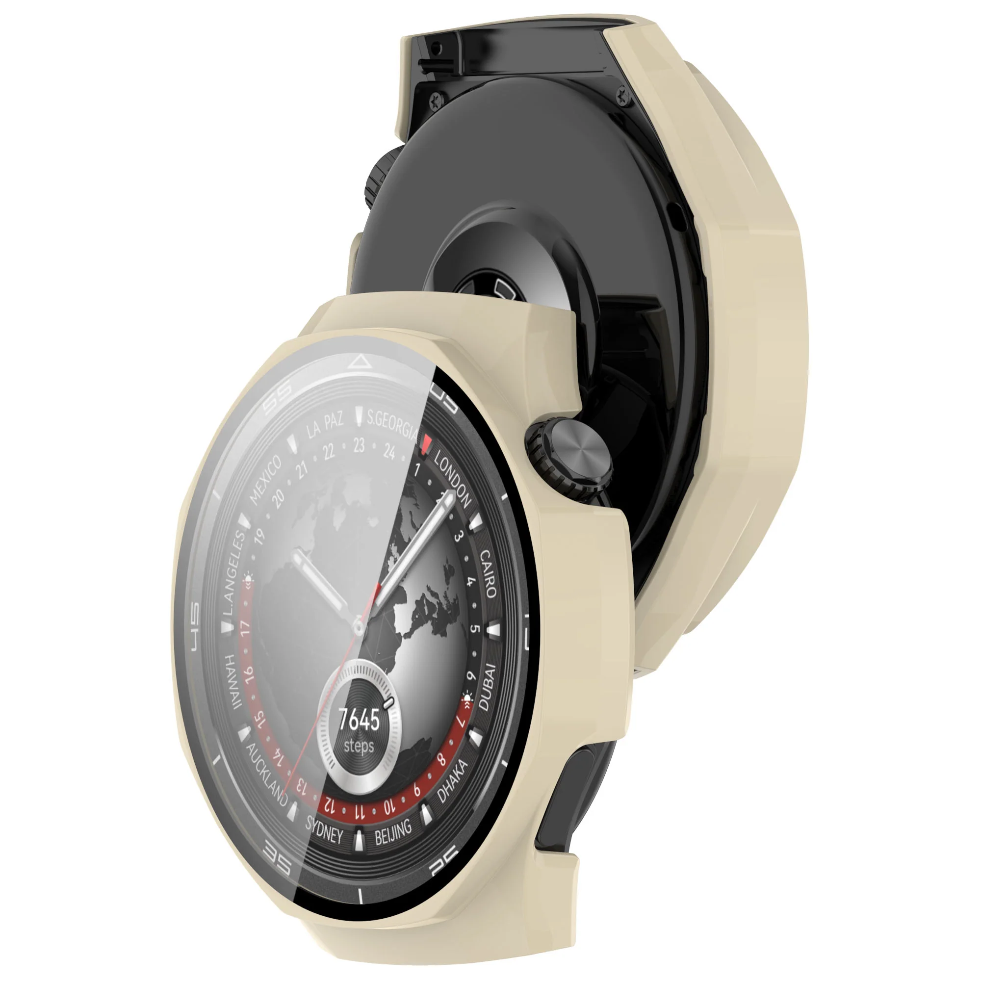 Schutzhülle mit Glas für Huawei Watch GT 5 Pro 46 mm, Bizon Case Watch Adamo, Beige