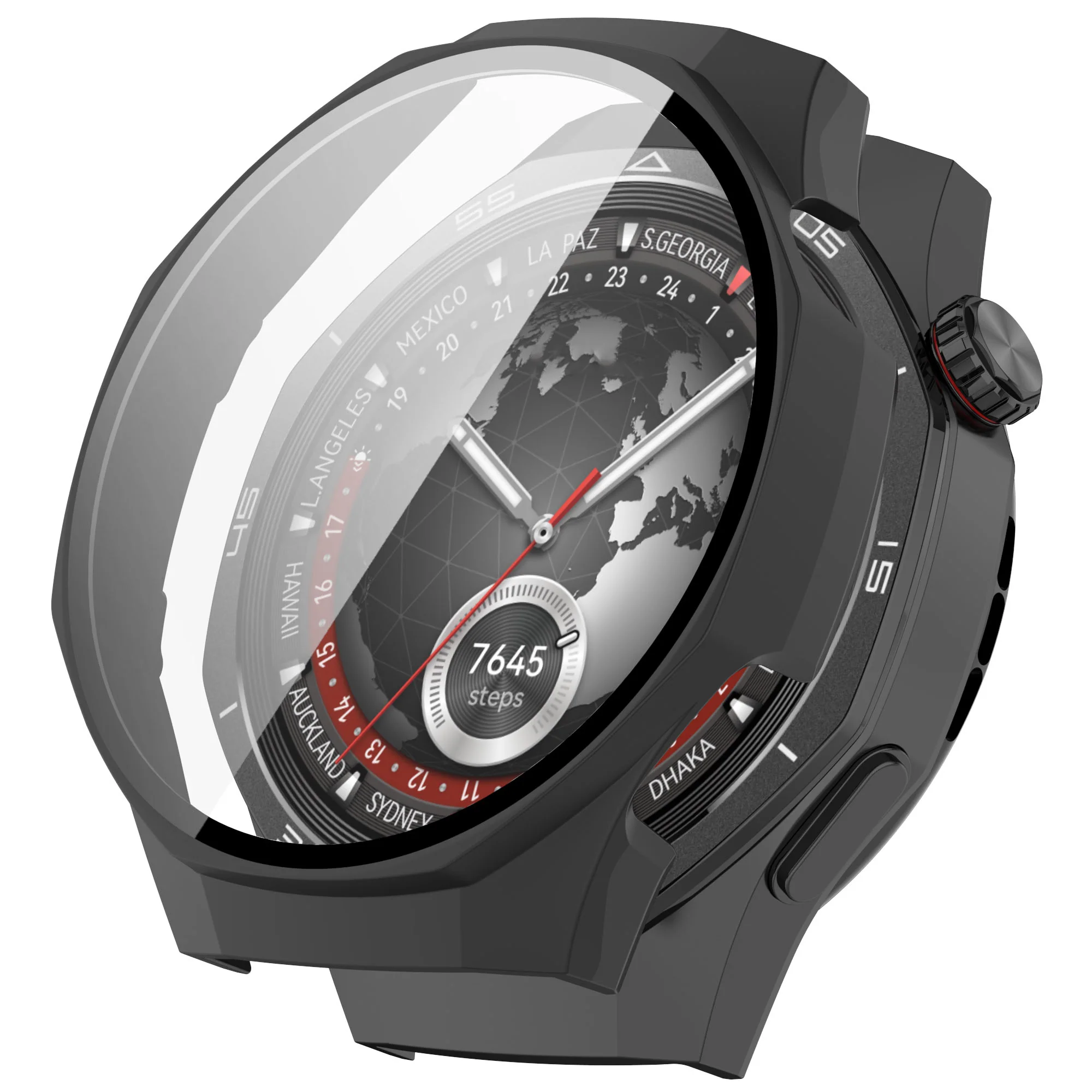 Schutzhülle mit Glas für Huawei Watch GT 5 Pro 46 mm, Bizon Case Watch Adamo, Mattes Schwarz - Image 4