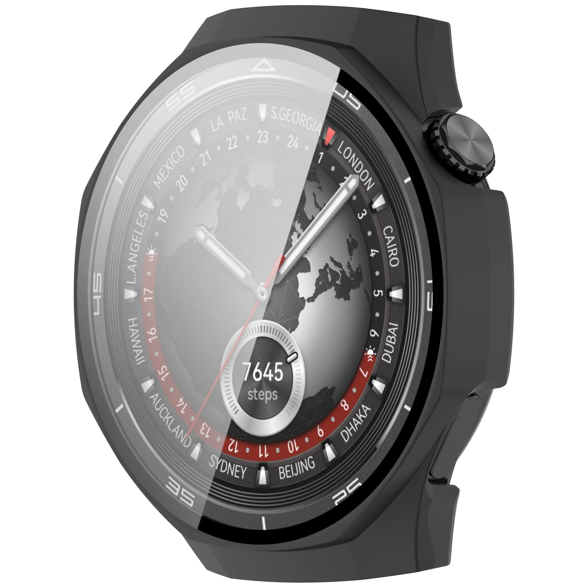 Schutzhülle mit Glas für Huawei Watch GT 5 Pro 46 mm, Bizon Case Watch Adamo, Mattes Schwarz - Image 5