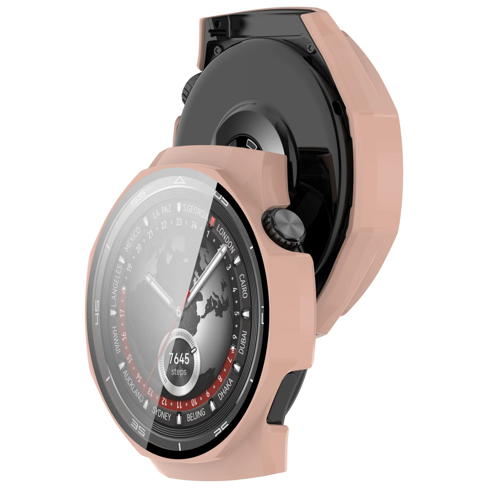 Schutzhülle mit Glas für Huawei Watch GT 5 Pro 46 mm, Bizon Case Watch Adamo, Rosa