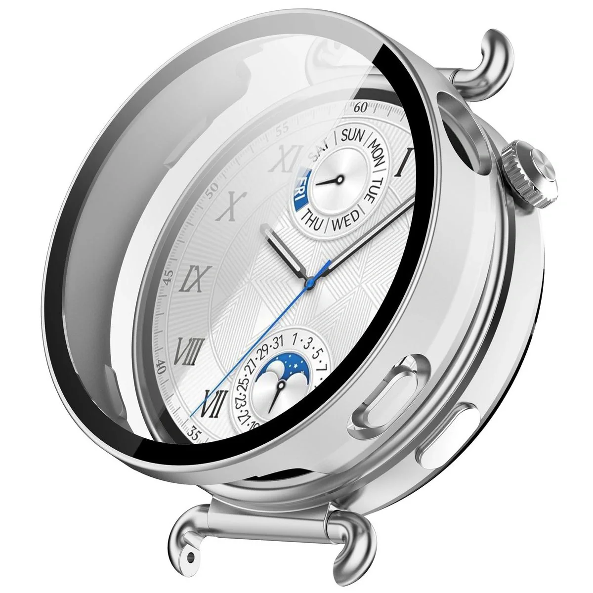 Schutzhülle mit Glas für Huawei Watch GT6 41 mm. Bizon Case Watch Adamo, satiniertes Silbern - Image 4