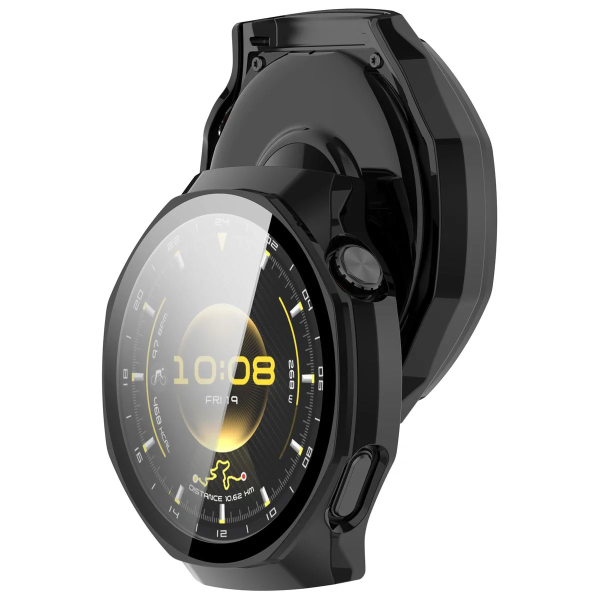 Schutzhülle mit Glas für Huawei Watch GT6 Pro 46 mm, Bizon Case Watch Adamo, Schwarz