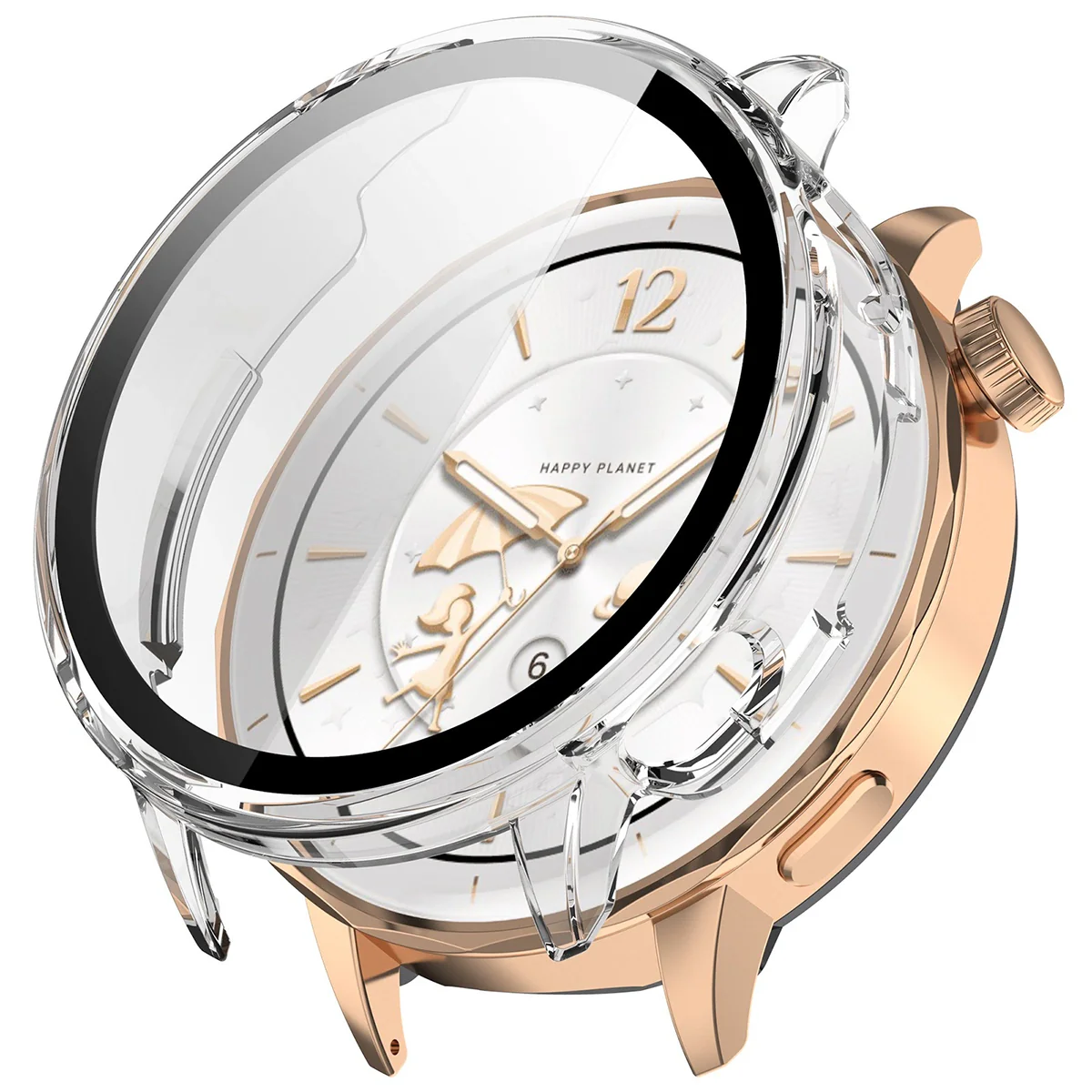Schutzhülle mit Glas für OnePlus Watch 3 43 mm, Bizon Case Watch Adamo, Transparent - Image 4
