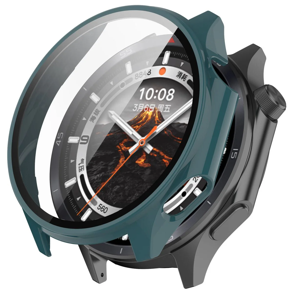 Schutzhülle mit Glas für OnePlus Watch 3 / Oppo Watch X2, Bizon Case Watch Adamo, Grün - Image 4