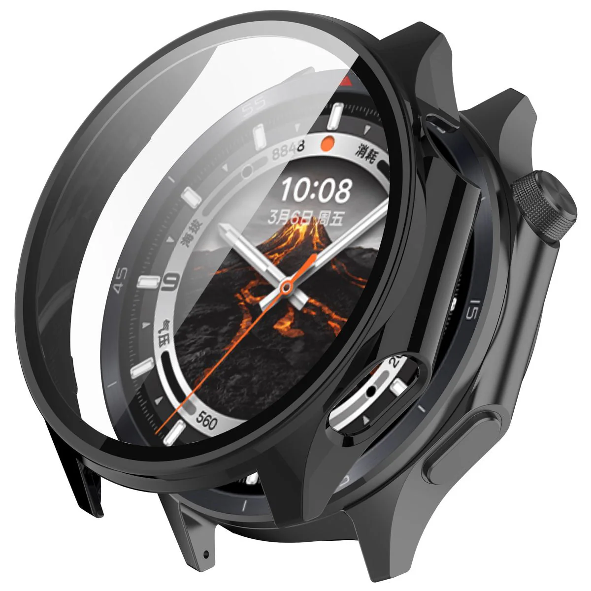 Schutzhülle mit Glas für OnePlus Watch 3 / Oppo Watch X2, Bizon Case Watch Adamo, Schwarz - Image 4