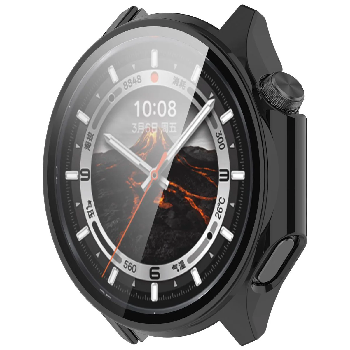 Schutzhülle mit Glas für OnePlus Watch 3 / Oppo Watch X2, Bizon Case Watch Adamo, Schwarz - Image 5
