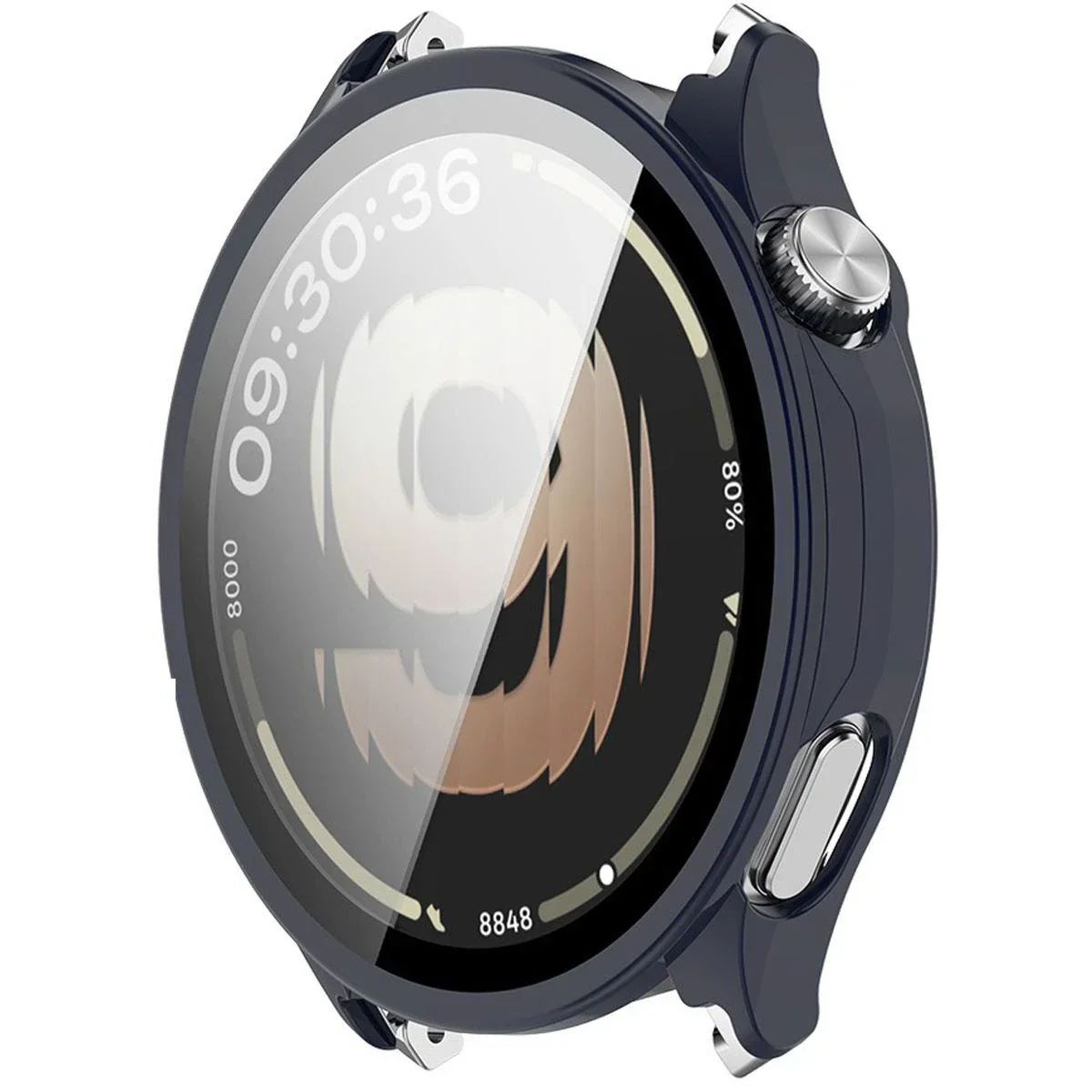 Schutzhülle mit Glas für OnePlus Watch Lite 45 mm / Oppo Watch S 45 mm, Bizon Case Watch Adamo, Dunkelblau - Image 5