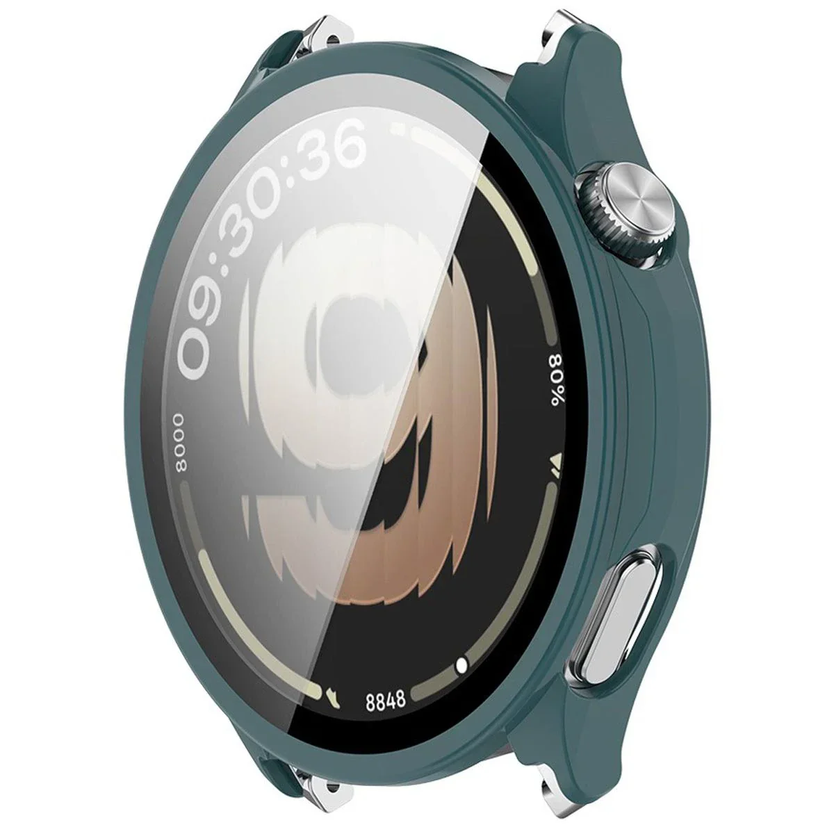 Schutzhülle mit Glas für OnePlus Watch Lite 45 mm / Oppo Watch S 45 mm, Bizon Case Watch Adamo, Grün - Image 5