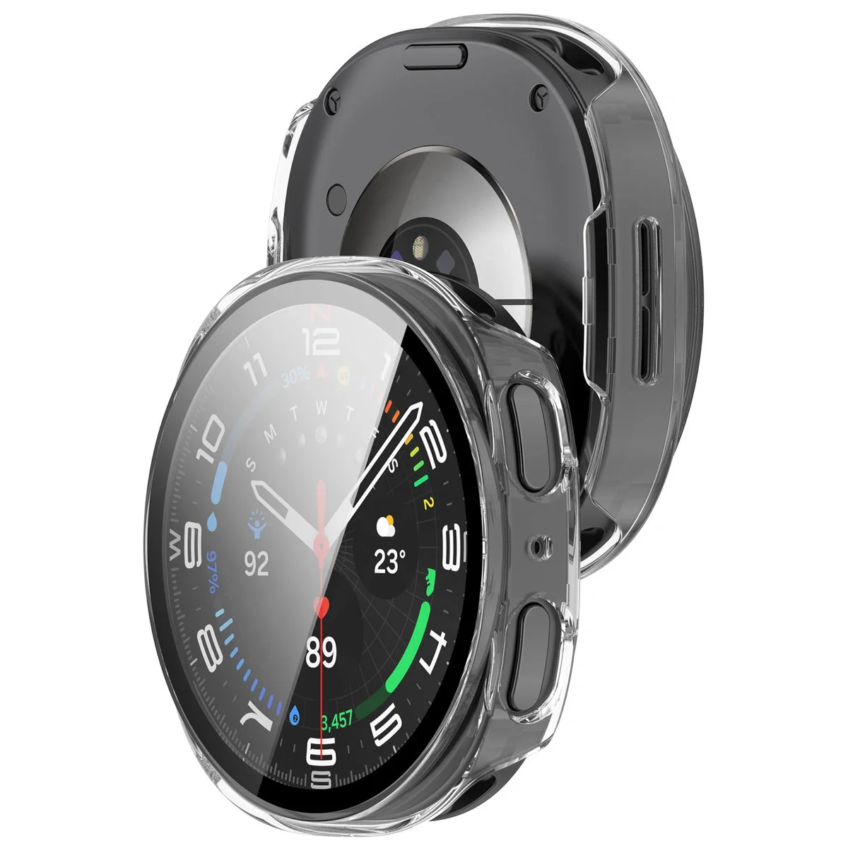 Schutzhülle mit Glas für Samsung Galaxy Watch 8 40 mm, Bizon Case Watch Adamo, Transparent