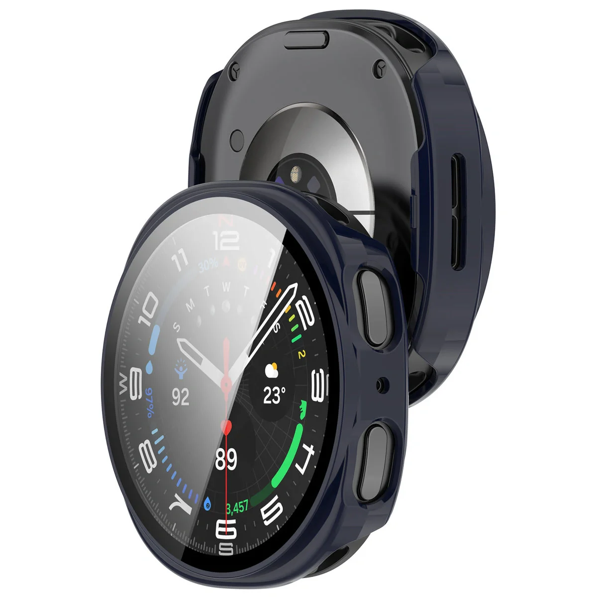 Schutzhülle mit Glas für Samsung Galaxy Watch 8 44 mm, Bizon Case Watch Adamo, Blau