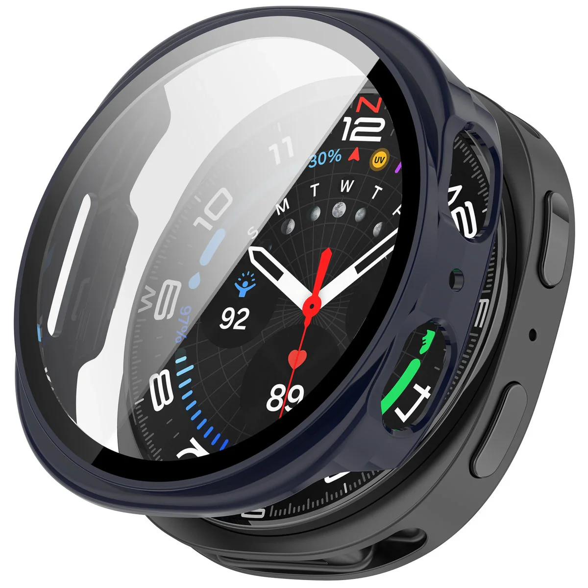 Schutzhülle mit Glas für Samsung Galaxy Watch 8 44 mm, Bizon Case Watch Adamo, Blau - Image 4