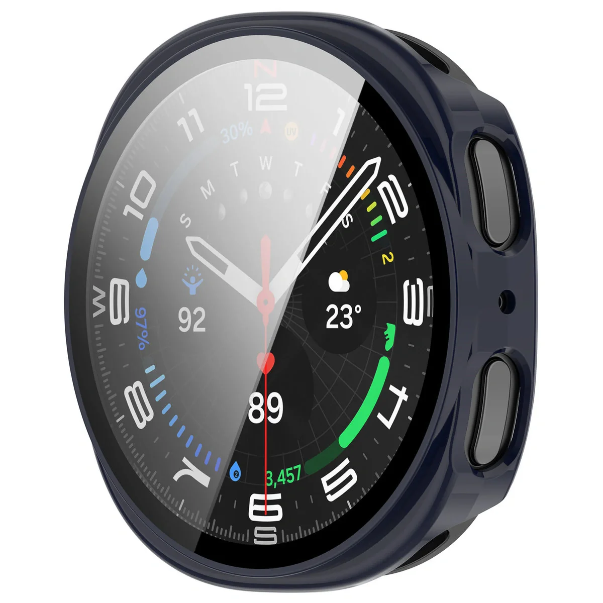 Schutzhülle mit Glas für Samsung Galaxy Watch 8 44 mm, Bizon Case Watch Adamo, Blau - Image 5